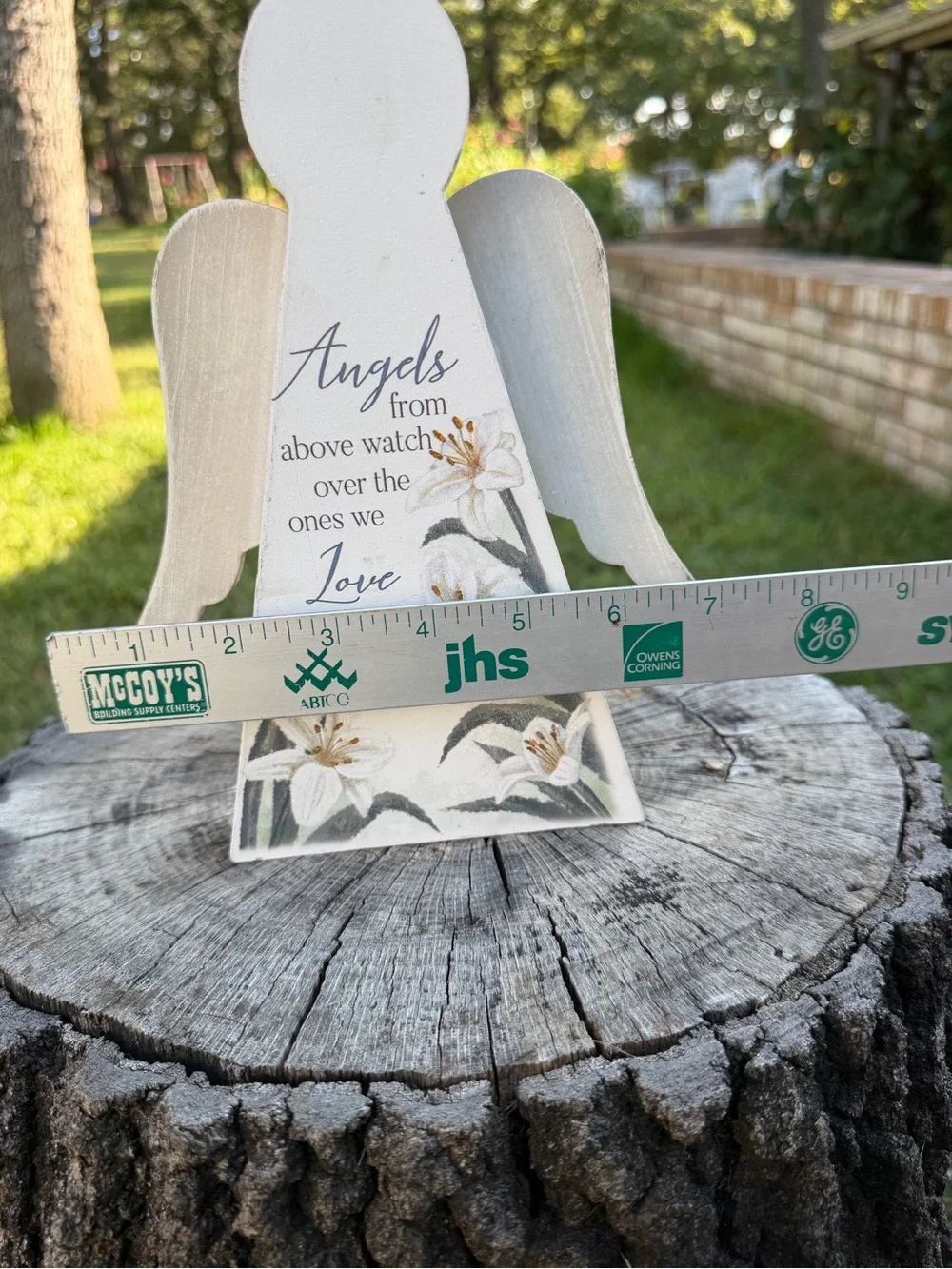 Distressed White Floral Angel Table Décor - Inspirational Home Accent 9” Tall